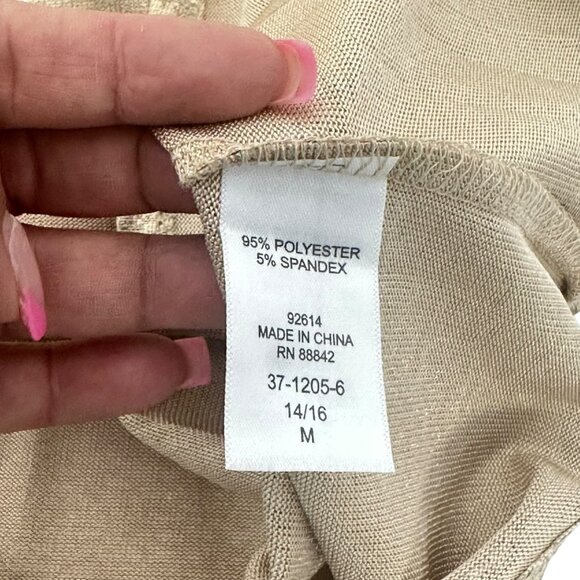 Roamans CHART SZ M(14-16) Gold Metallic Short Sleeve Tunic Top Comfy Stretch - Picture 4 of 10